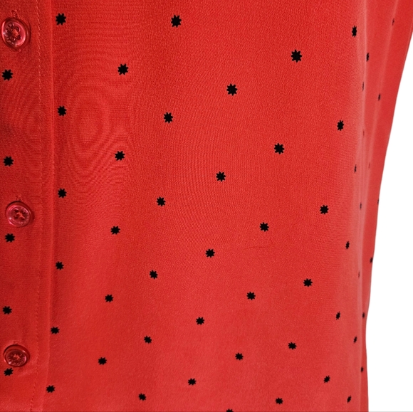 Equipment Femme Lucida Hibiscus Red 100% Silk Shirt Dress Size Medium Star Print - Picture 12 of 16